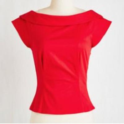 China Breathable retro vintage inspired women clothing red pin up shirt tops 50s design for party for sale