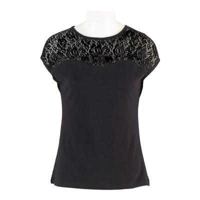 China Plus Style Designers Vintage Black Sexy Size Ladies Club Wear Lace Shirt for sale