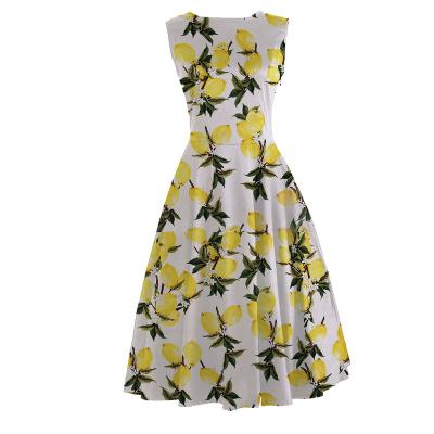 China Plus Size Hot Night Girls Yellow Lemon Full Circle Western Design 50's Party Dresses for sale