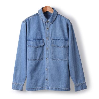 China Hot Selling Men's Denim Shirts Breathable 100% Cotton Woven Shirt Wholesale Fashion Slim Denim Shirts For Men for sale