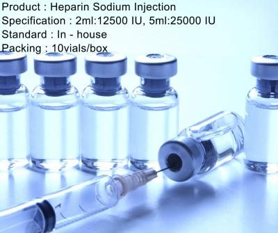 China Heparin Sodium Injection 2ml/12500 IU 5ml/25000 IU Anticoagulant for sale