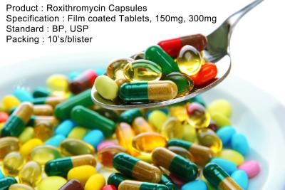 China Roxithromycin Capsules Film coated Tablets, 150mg, 300mg Oral Medications Antibiotics for sale