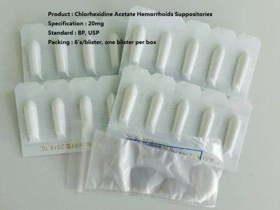 Chine Suppositoire de Hemorrhoid d'acétate de Chlorhexidine, suppositoire rectal à vendre