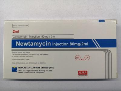 China Antibióticos Parenteral 40mg/2ml 80mg/2ml do volume pequeno da injeção do sulfato de Gentamycin à venda