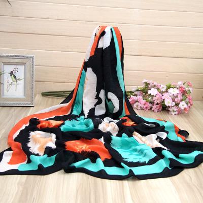 China Ladies Colourful Silk Wool Scarves , Satin / Chiffon / Habotai Silk Scarf for sale