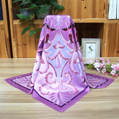 China Purple Elegant Soft Custom Silk Scarves For Ladies 140x140cm for sale