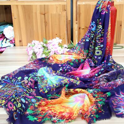 China Funky Firework Patterned Pashmina Cashmere Shawl Wrap Wool Cashmere Scarf for sale