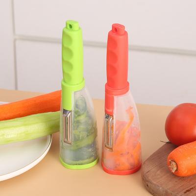 China Sustainable Instruments 2022 Fruit Peeler Innovative Vegetable Peeler With Peel Storage Container for sale