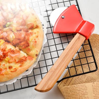 China High Quality Viable Stainless Steel Creativity Function Kitchen Pizza Cheese Cutter With With Wooden Handle for sale