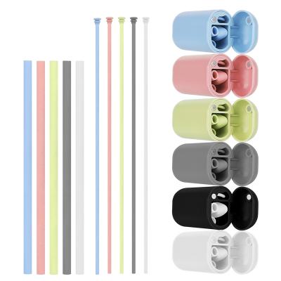 China Eco-Friendly Multicolor Reusable Silicone Amazon Straw Folding Set Sustainable Hot Sale Outdoor With Beer Drinks Coffee for sale