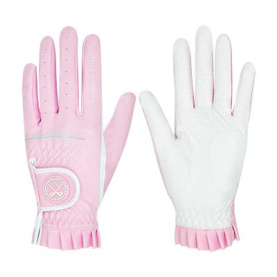 China 2 Pairs Golf Gloves Anti Slip TTYGJ For Women Breathable PU Leather Golf With Non-Slip Particles Outdoor Sports Hand Wear Golf Accessory for sale