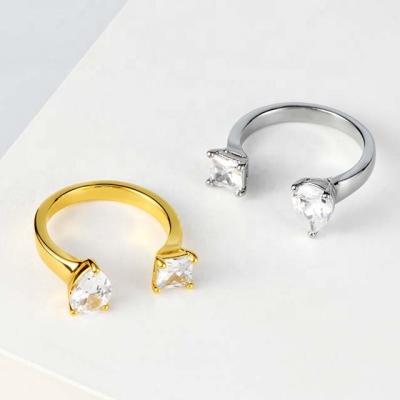 China 2022 New Arrival Hot Geometric Zircon Ring Jewelry Women's Heart Shaped Adjustable Ring Gift FASHIONABLE for sale