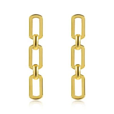 China TRENDY 18K Gold Plating High Polished Stainless Steel Metal Women Jewelry Statement Party Figaro Drop Earrings Long Chain Women for sale