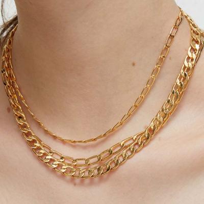 China Hiphop Style Simple Cuban Necklace Necklaces 18k Gold Plated Necklace Versatile And Versatile for sale