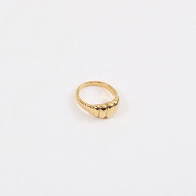 China Hot Sale Hiphop 18k Gold Plated Stainless Steel Croissant Ring Statement Ring for sale