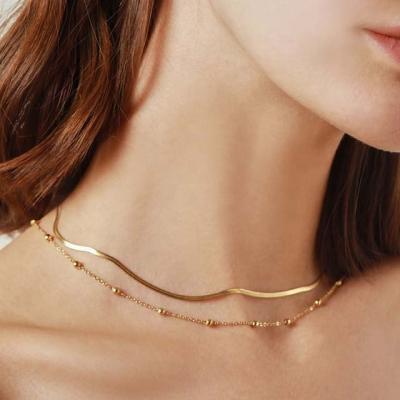 China European and American popular simple design choker Ken Bean Snake Bone Chain Gold necklace neck chain sweater nickel free lead free for sale