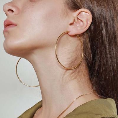 China FASHIONABLE earrings basic fine gold European American exaggerated titanium steel earrings large round earrings for sale