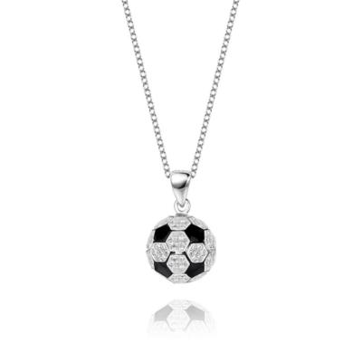 China Hot Sale World Cup Romantic Soccer Memorial Pendant 925 Silver Necklace Soccer Necklace for sale