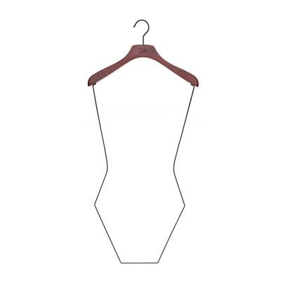 China Corrugated Shape Hot Sale Inspring Body Shape Branded Wooden Swimwear Hangers for sale