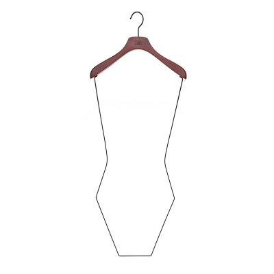 China Corrugated Shape Inspring Wood Suit Hangers Swimwear Body Wooden Hangers for sale