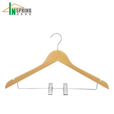 China DISPLAY Inspring Supermarket Natural Wood Hanger With Clips for sale