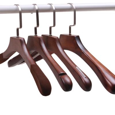 China Inspring Vintage Logo Cloth Hanger Durable Antique Color Customized Wooden Hangers For Clothes for sale