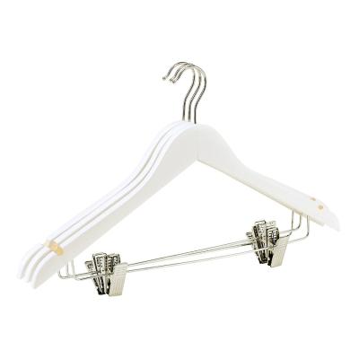 China Low MOQ Factory Inspring Anti Slip White Clothes Rack Wooden Coat Hanger for sale