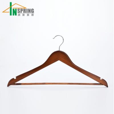 China Flat Shape Inspring Hanger Wooden Pants Hanger Made in Guilin Factory for sale