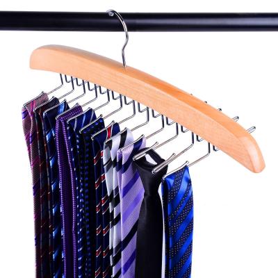 China Inspring Durable Natural Wood Organizer Rack 24 Link Hanger for sale