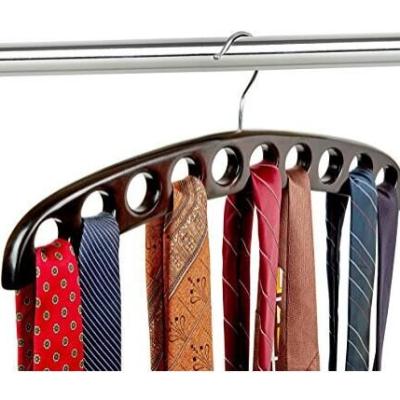 China Inspring New Design Moon Shape 10 Holes Durable Scarf Organizer Wooden Hanger for sale