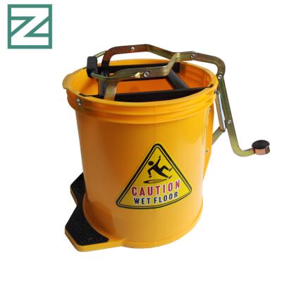 China Sustainable Plastic Mop Buckets with wringers 16L Yellow Color for sale