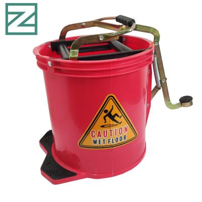 China Sustainable 16L Portable mop bucket wringer bucket Red Color Made in China for sale