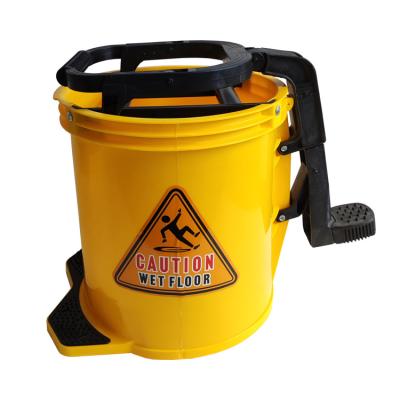 China Sustainable Popular in Australia 16L Mop Wringer Bucket Plastic Roller Yellow Color for sale