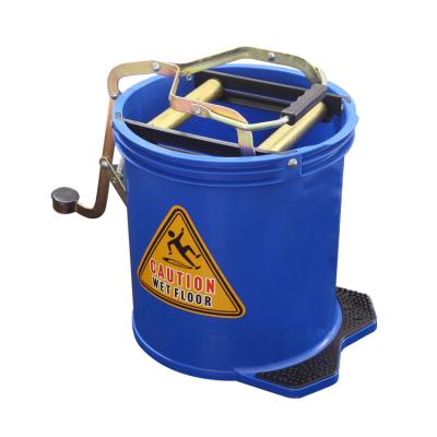 China Sustainable 16L Mop Wringer Buckets Brass Roller Blue Color made in Fujian China for sale