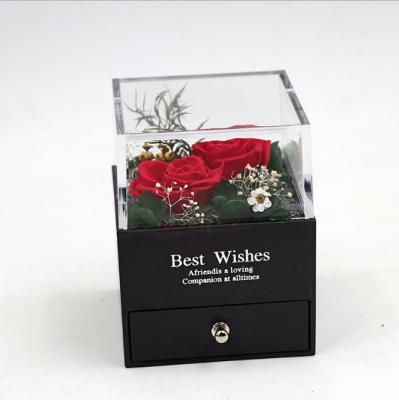 China Popular Wholesale Acrylic Preserved Rose Jewelry Box Valentine's Day Gift Mothers Day Gifts Home Decor for sale