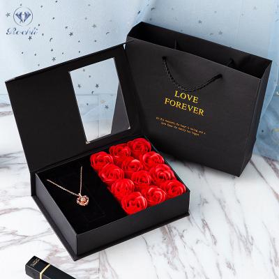 China Fashional artificial flower hot sale love soap rose colorful red pink blue valentine's day packaging gift box for sale