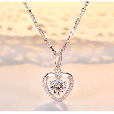 China 2019hot sale romantic 925 sterling silver heart shape necklace jewelry for women for sale