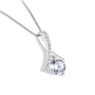 China New Design 925 Sterling Silver Diamond Pendant Necklace Fashion Cute Simple Clavicle Chain Silver Jewelry for sale