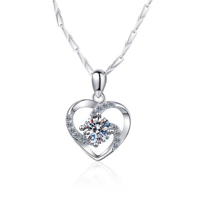 China New Design 925 Sterling Silver Diamond Pendant Necklace Fashion Cute Simple Clavicle Chain Silver Jewelry for sale