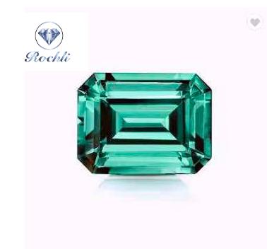 China VVS color play or fire emerald cut 4 carat 10.5*7.5mm wholesale moissanite diamond jewelry trend green moissanite loose stones for sale