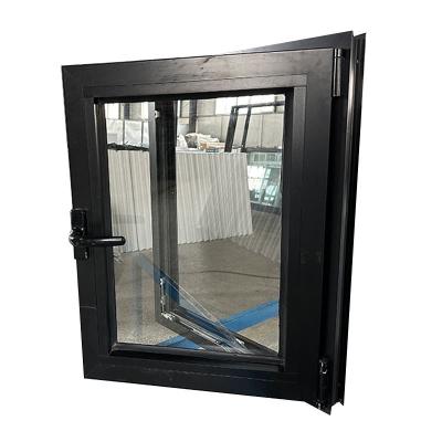 China American Style Residential Black Aluminum Casement Windows with Double Safety Glass for sale