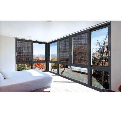 China Commercial Plexiglass Windows Aluminum Windproof Sliding Window with Magnetic Screen for sale