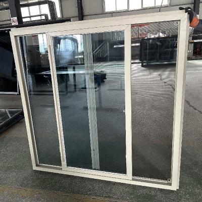 China Horizontal Opening Upvc Double Glazed Sliding Windows with FiberGlass Screen Netting for sale