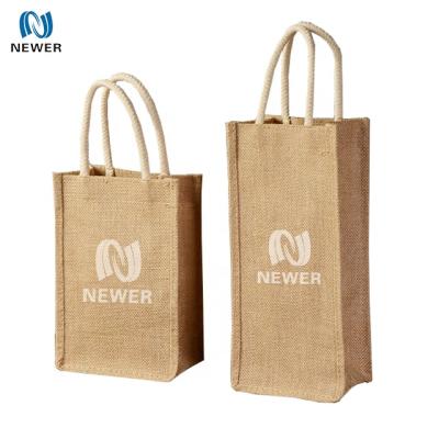 China Low Price Soft Custom Free Design Portable Jute Wine Shopping Bag for sale