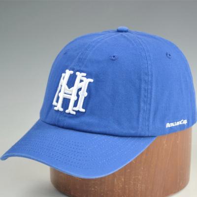 China COMMON High Quality Custom Blue Dad Hat 6 Panel Pure Color With 3D Embroidered Hat for sale