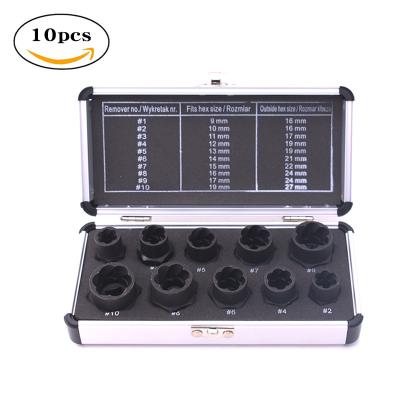 China Screw Remover DIY Tools Tool Kit 10pcs 9-19mm Damaged Screw Remover Kit Stud Extractor Broken Bolt Screw Remover DIY Tool Kit Tool Kit for sale