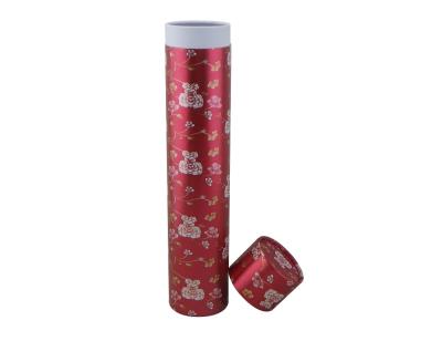 China Handmade Custom Rolled Paper Edge Tube Gift Wrapping With Exquisite Red Pattern for sale