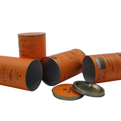 China Recycled Materials Food Grade Black Tea Packaging Cylindrical Paper Can Round Paper Box for sale