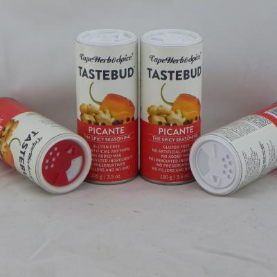 China Recycled Materials Spice Cylinder Paper Flavoring Tube Round Paper Box With Strainer Lid for sale