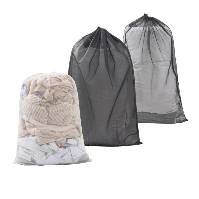 China Customization Wholesale Customization Eco-friendly Durable Reusable Polyester Drawstring Square Mesh Laundry Bag for sale